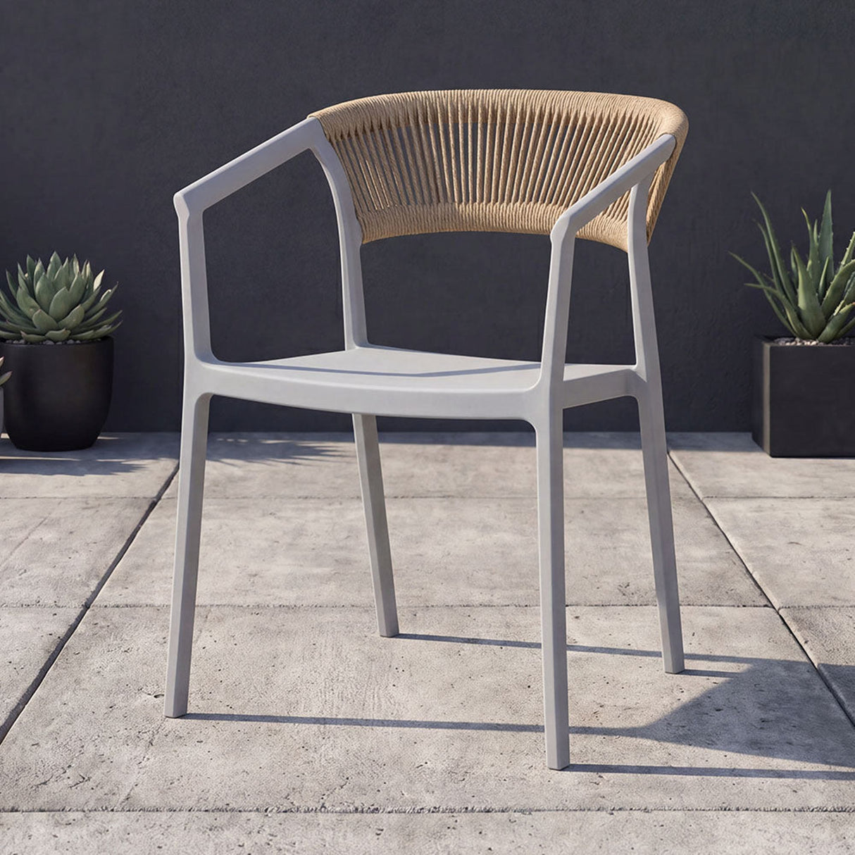 Silla para Exteriores Bali Gris 53x75.5cm Apilable con Apoya Brazos y con Espaldar