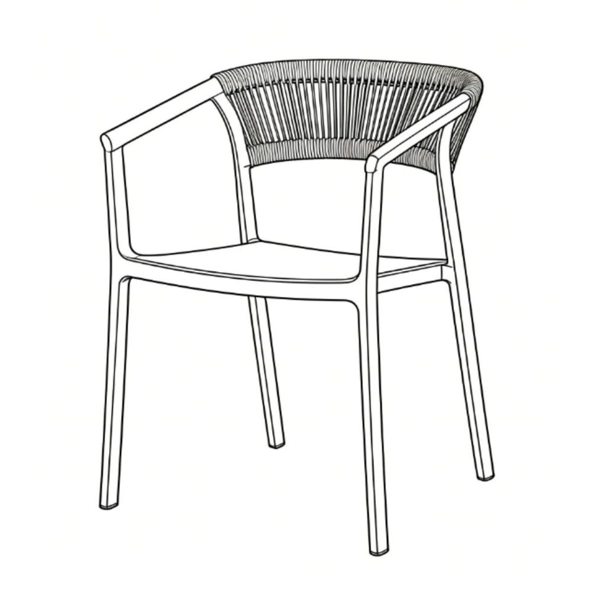 Silla para Exteriores Bali Gris 53x75.5cm Apilable con Apoya Brazos y con Espaldar