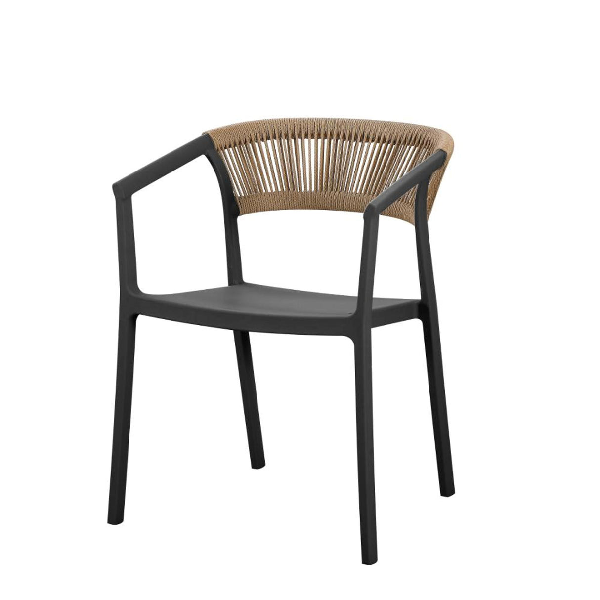 Silla para Exteriores Bali Negro 53x75.5cm Apilable con Apoya Brazos y con Espaldar