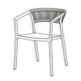 Silla para Exteriores Bali Negro 53x75.5cm Apilable con Apoya Brazos y con Espaldar