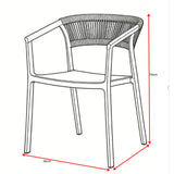Silla para Exteriores Bali Negro 53x75.5cm Apilable con Apoya Brazos y con Espaldar