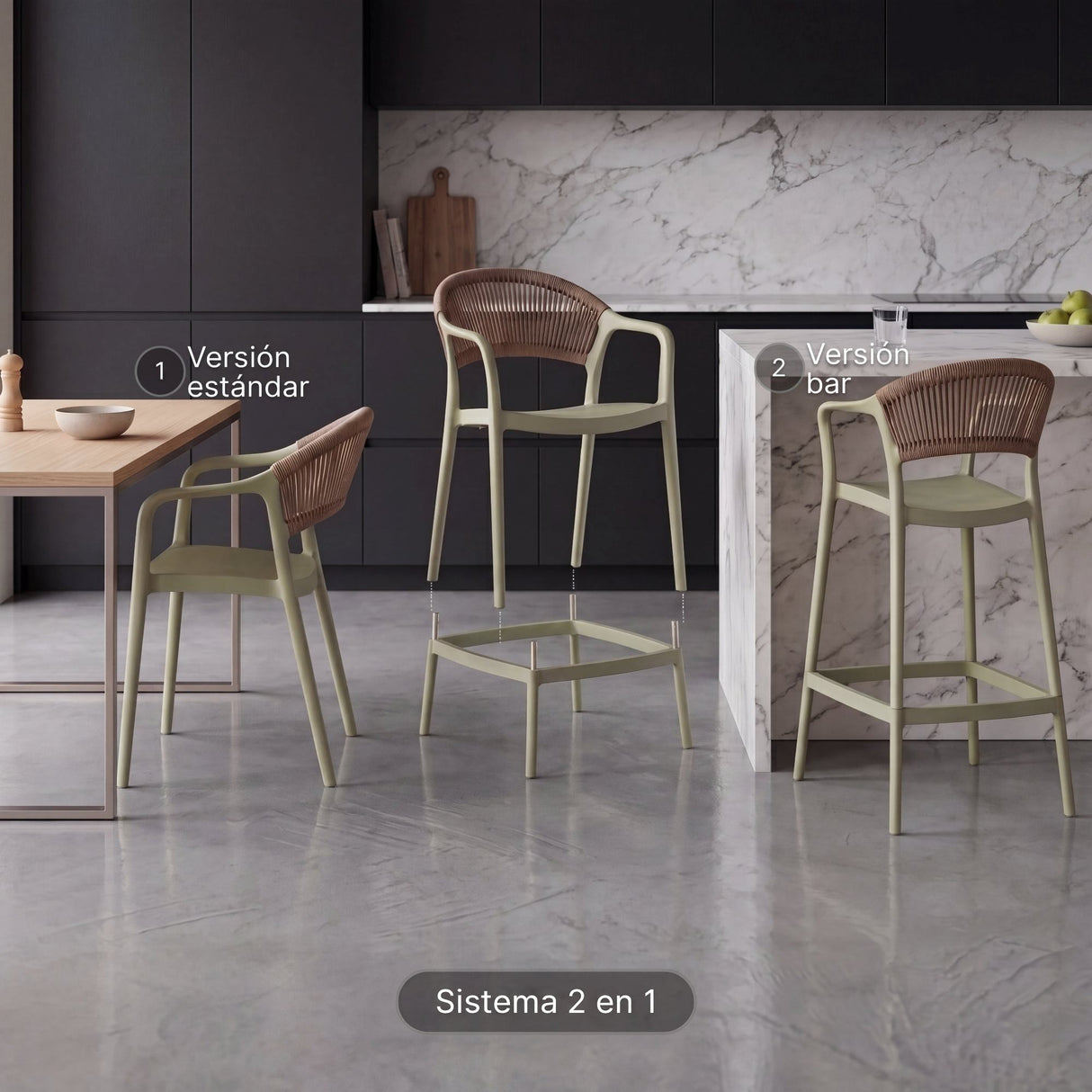 Silla para Exteriores Bali Verde 53x75.5cm Apilable con Apoya Brazos y con Espaldar