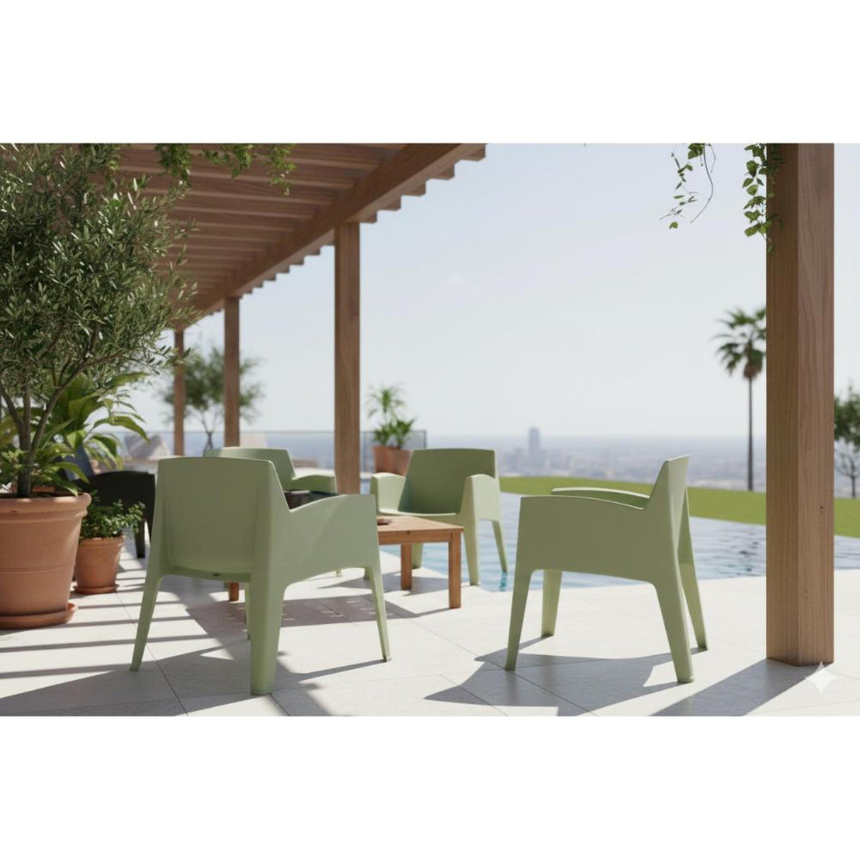 Silla para Exteriores Coron Verde 62.5x73cm con Apoya Brazos y con Espaldar