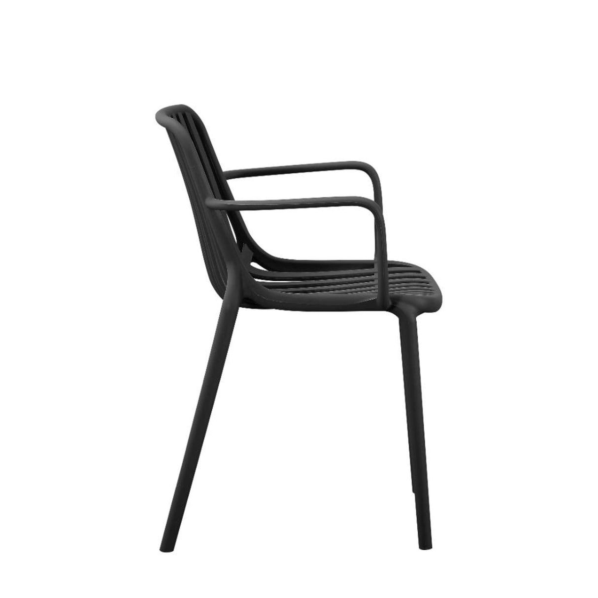 Silla para Exteriores Parma Negro 57x80cm Apilable con Apoya Brazos y con Espaldar