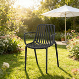 Silla para Exteriores Parma Negro 57x80cm Apilable con Apoya Brazos y con Espaldar