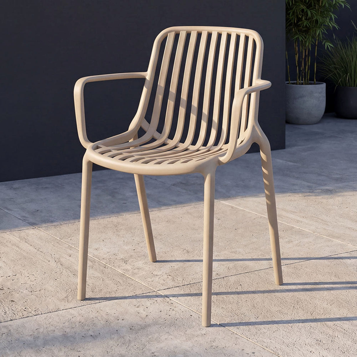 Silla para Exteriores Parma Taupe 57x80cm Apilable con Apoya Brazos y con Espaldar