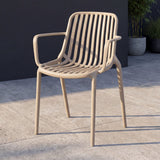 Silla para Exteriores Parma Taupe 57x80cm Apilable con Apoya Brazos y con Espaldar