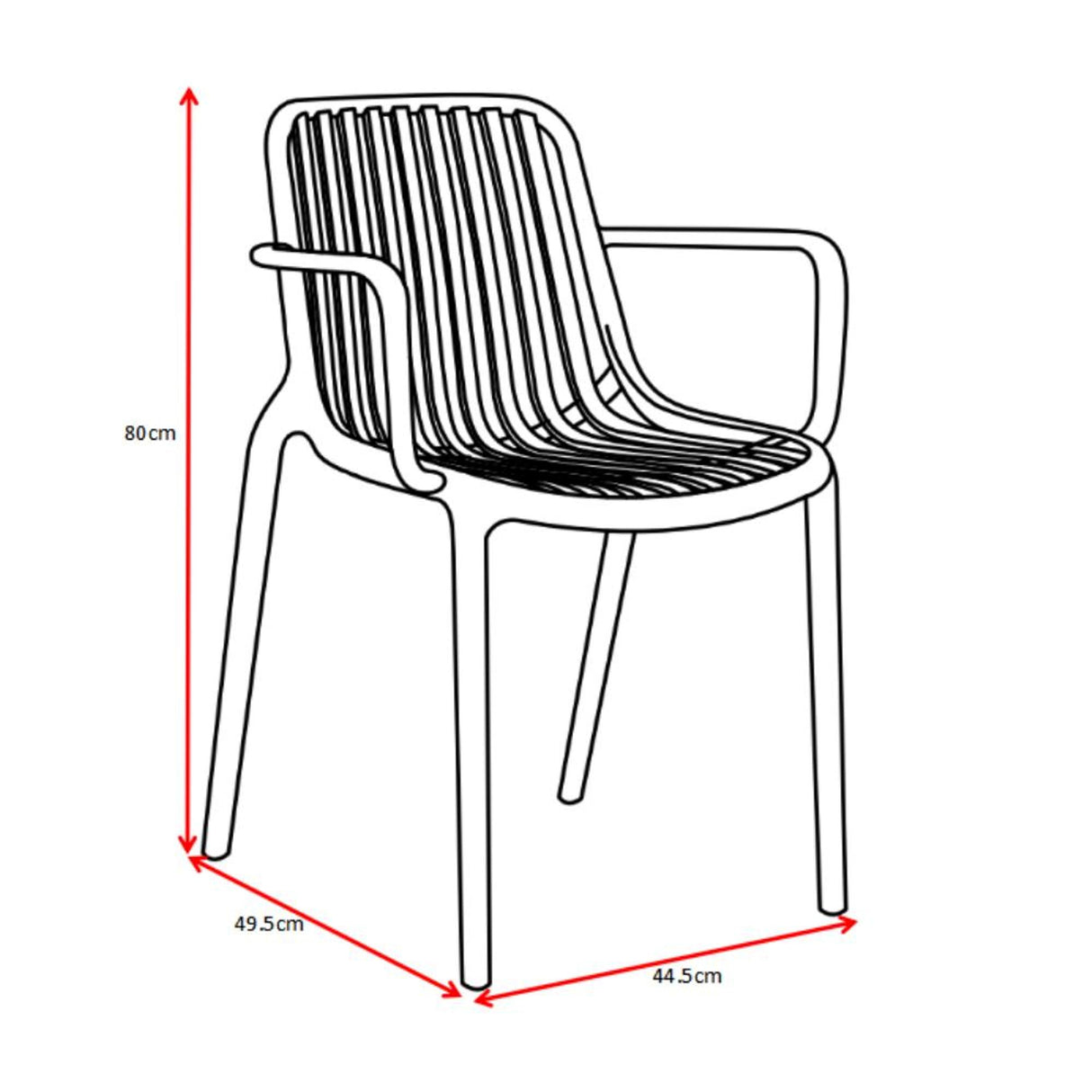 Silla para Exteriores Parma Verde 57x80cm Apilable con Apoya Brazos y con Espaldar