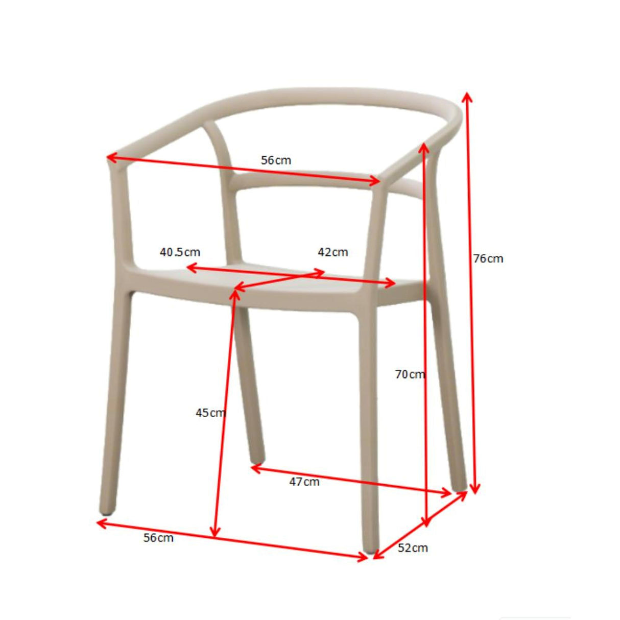 Silla para Exteriores Porto Gris 56x75.5cm Apilable con Apoya Brazos y con Espaldar
