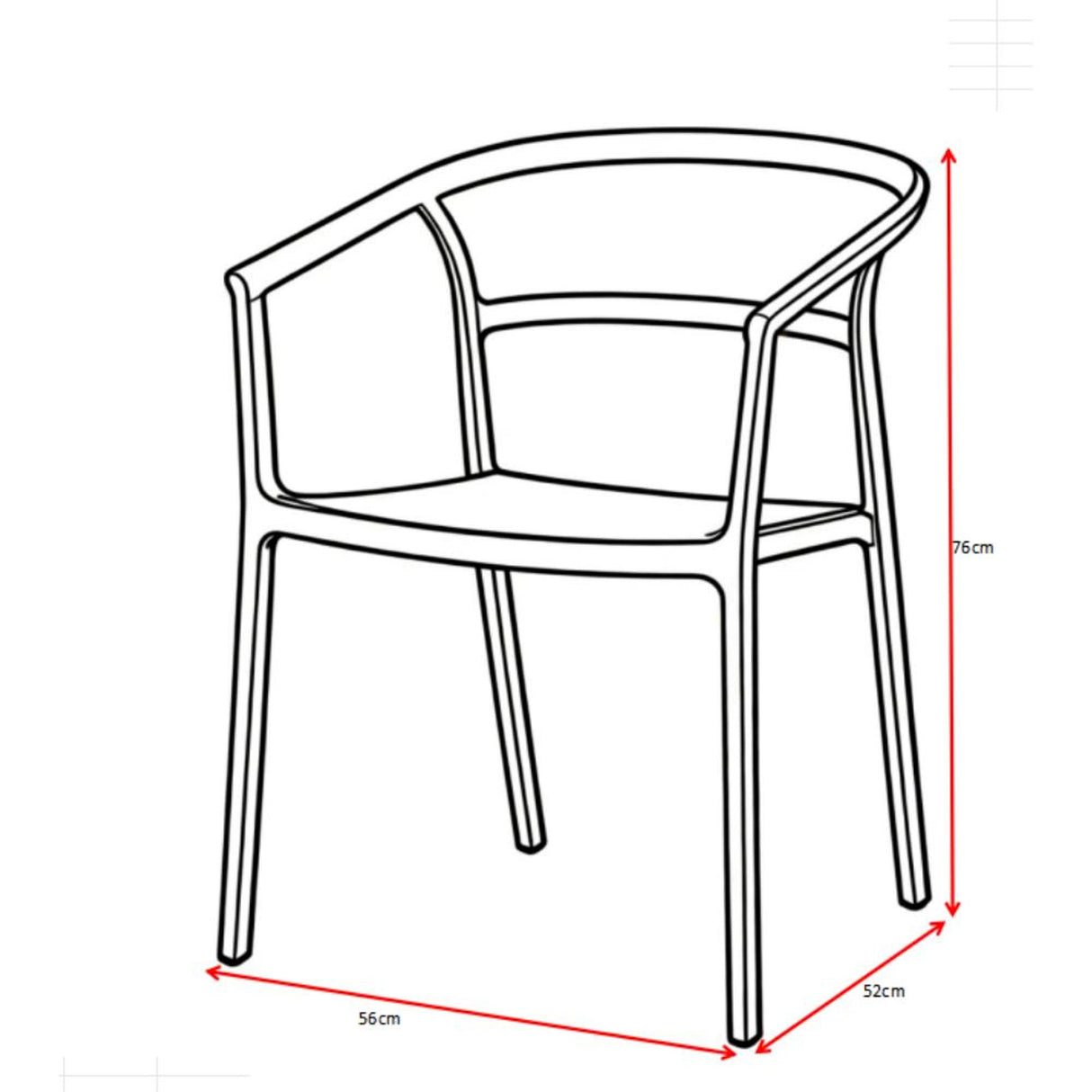 Silla para Exteriores Porto Gris 56x75.5cm Apilable con Apoya Brazos y con Espaldar