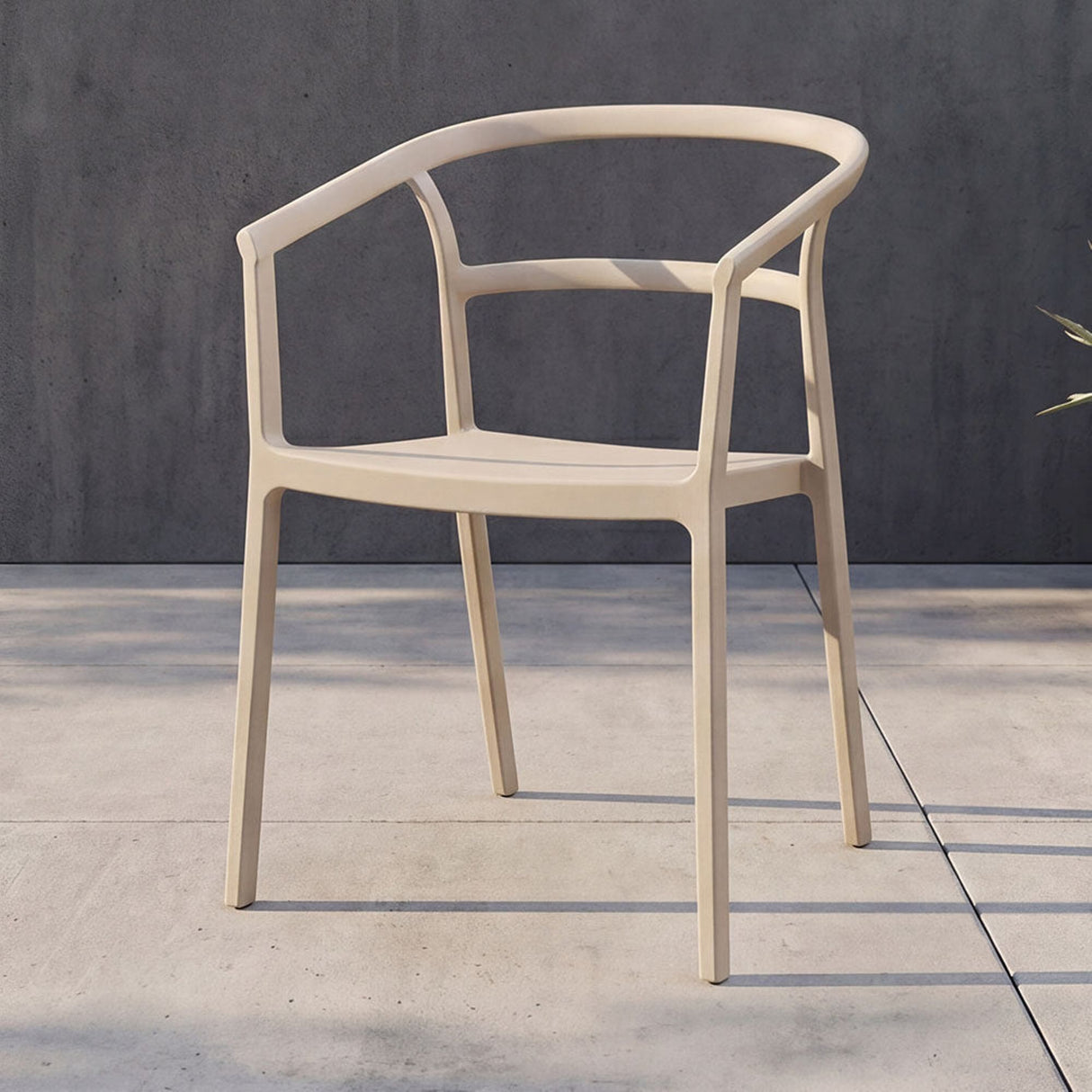 Silla para Exteriores Porto Taupe 56x75.5cm Apilable con Apoya Brazos y con Espaldar