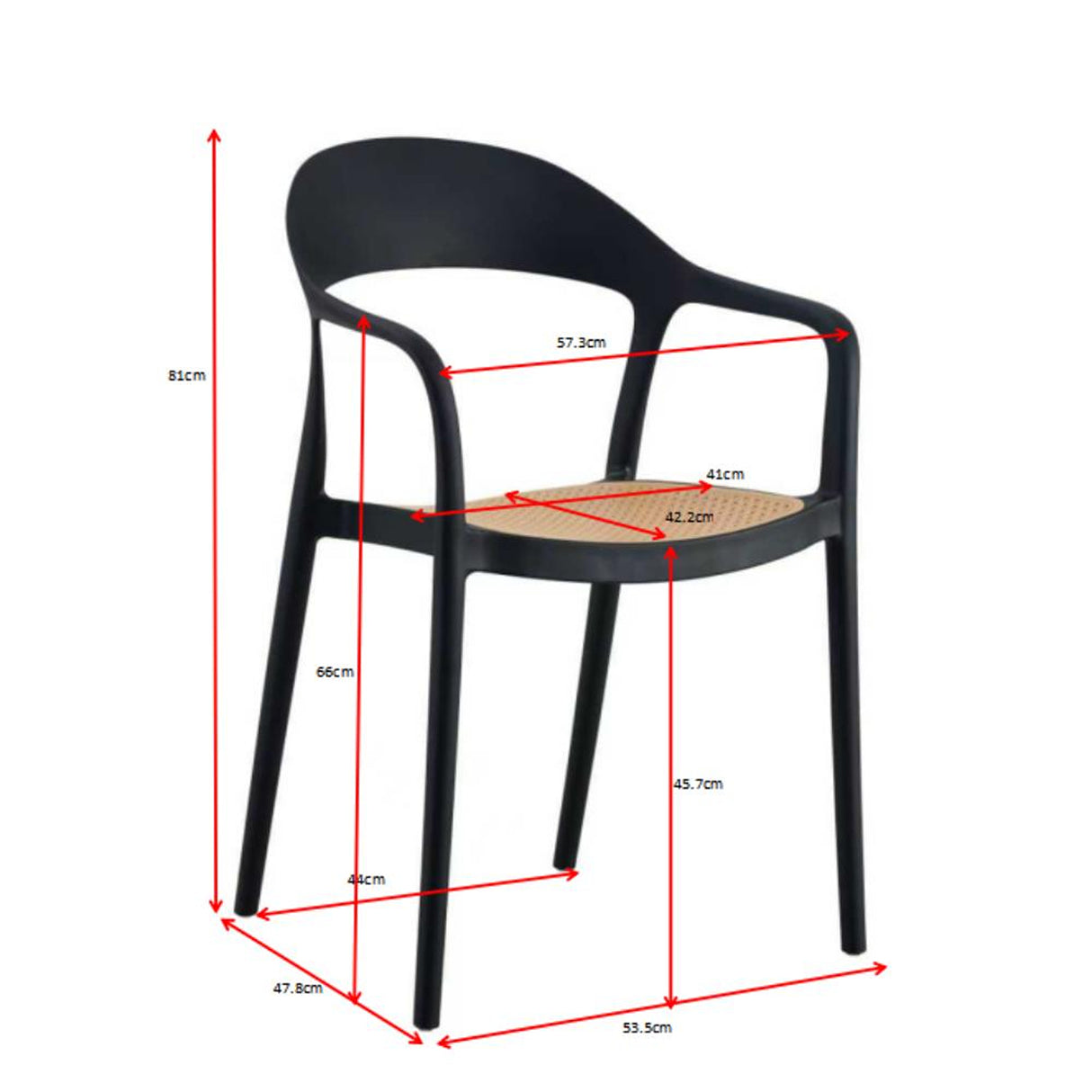 Silla para Exteriores Rio Negro y Beige 57x81cm Apilable con Apoya Brazos y con Espaldar