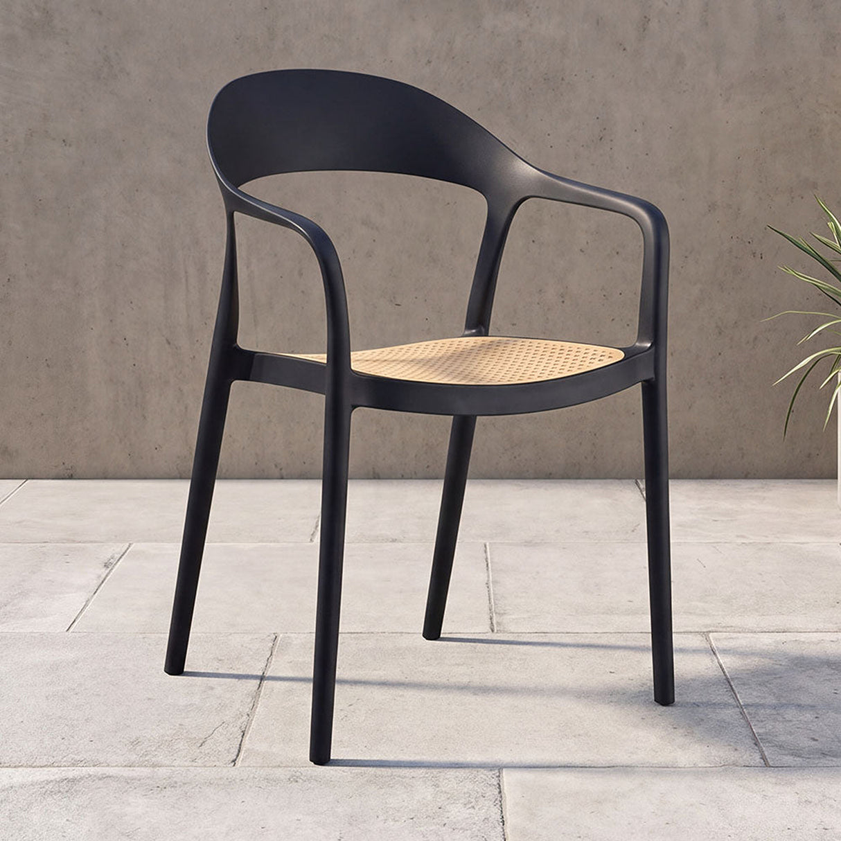 Silla para Exteriores Rio Negro y Beige 57x81cm Apilable con Apoya Brazos y con Espaldar