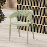 Silla para Exteriores Manaos Verde 52x73cm Apilable con Apoya Brazos y con Espaldar