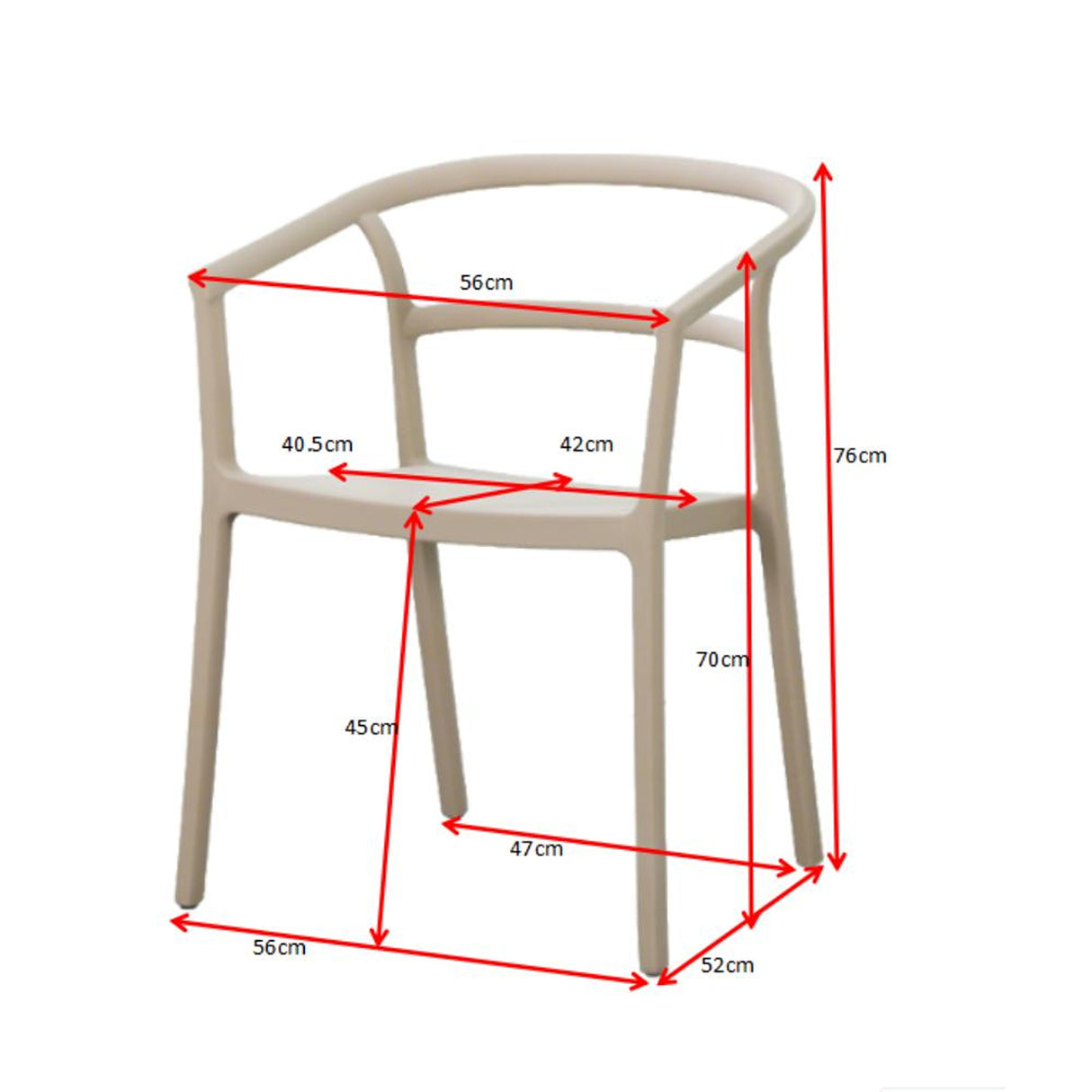 Silla para Exteriores Porto Negro 56x75.5cm Apilable con Apoya Brazos y con Espaldar