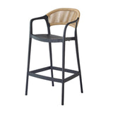 Silla Bar para Exteriores Bali Negro 56x109cm con Apoya Brazos y con Espaldar