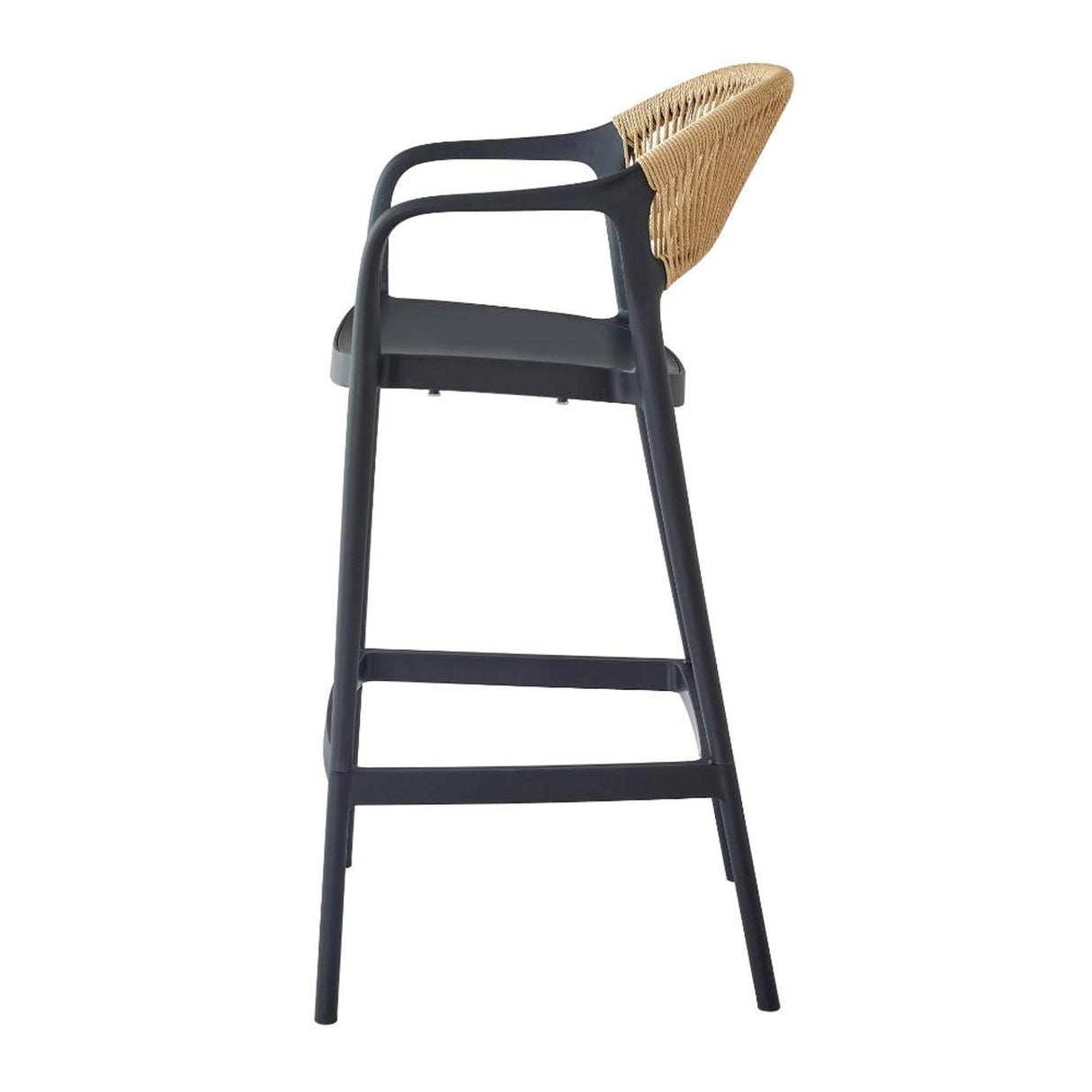 Silla Bar para Exteriores Bali Negro 56x109cm con Apoya Brazos y con Espaldar