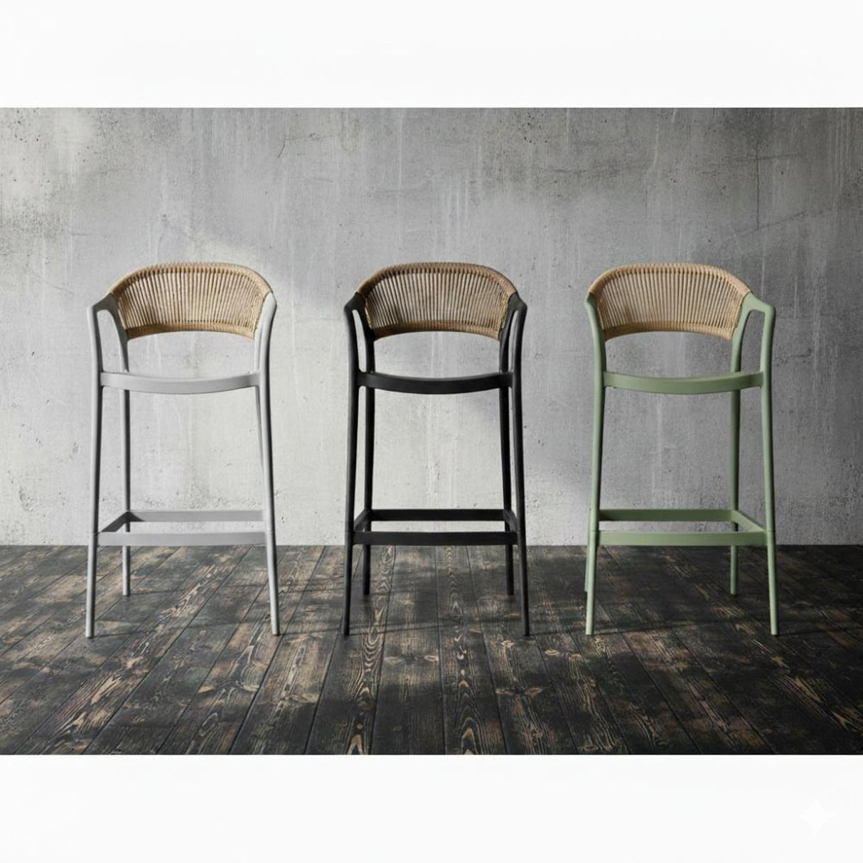 Silla Bar para Exteriores Bali Negro 56x109cm con Apoya Brazos y con Espaldar