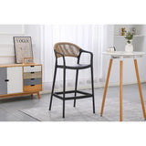 Silla Bar para Exteriores Bali Negro 56x109cm con Apoya Brazos y con Espaldar