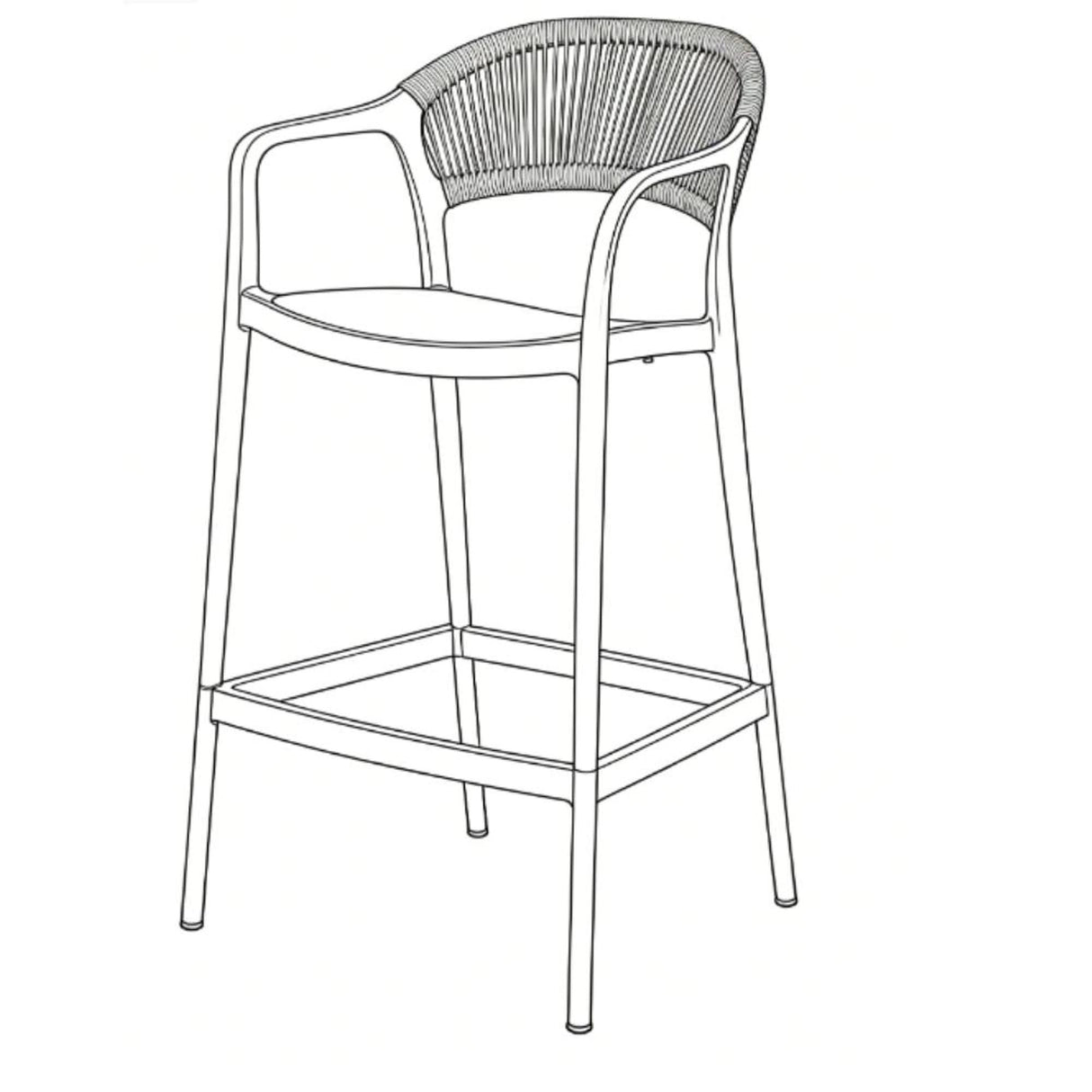 Silla Bar para Exteriores Bali Gris 56x109cm con Apoya Brazos y con Espaldar