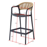 Silla Bar para Exteriores Bali Verde 56x109cm con Apoya Brazos y con Espaldar