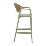 Silla Bar para Exteriores Bali Verde 56x109cm con Apoya Brazos y con Espaldar