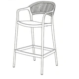 Silla Bar para Exteriores Bali Verde 56x109cm con Apoya Brazos y con Espaldar