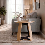 Mesa Auxiliar Dallas Fresno Europeo y Wengue 47.9x42.5cm Circular con Patas
