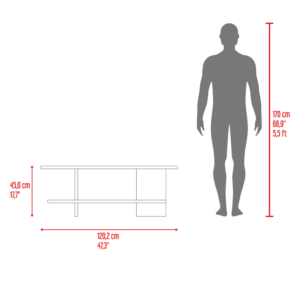 Rack de TV Leeds Fresno Europeo 120.2x45cm para TV Hasta 50" Pulgadas