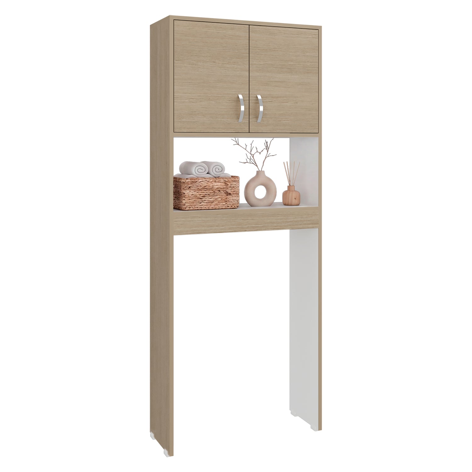 Ahorrador de Espacio para Baño Bath Cartagena y Blanco 63.1x160cm con Dos Entrepaños