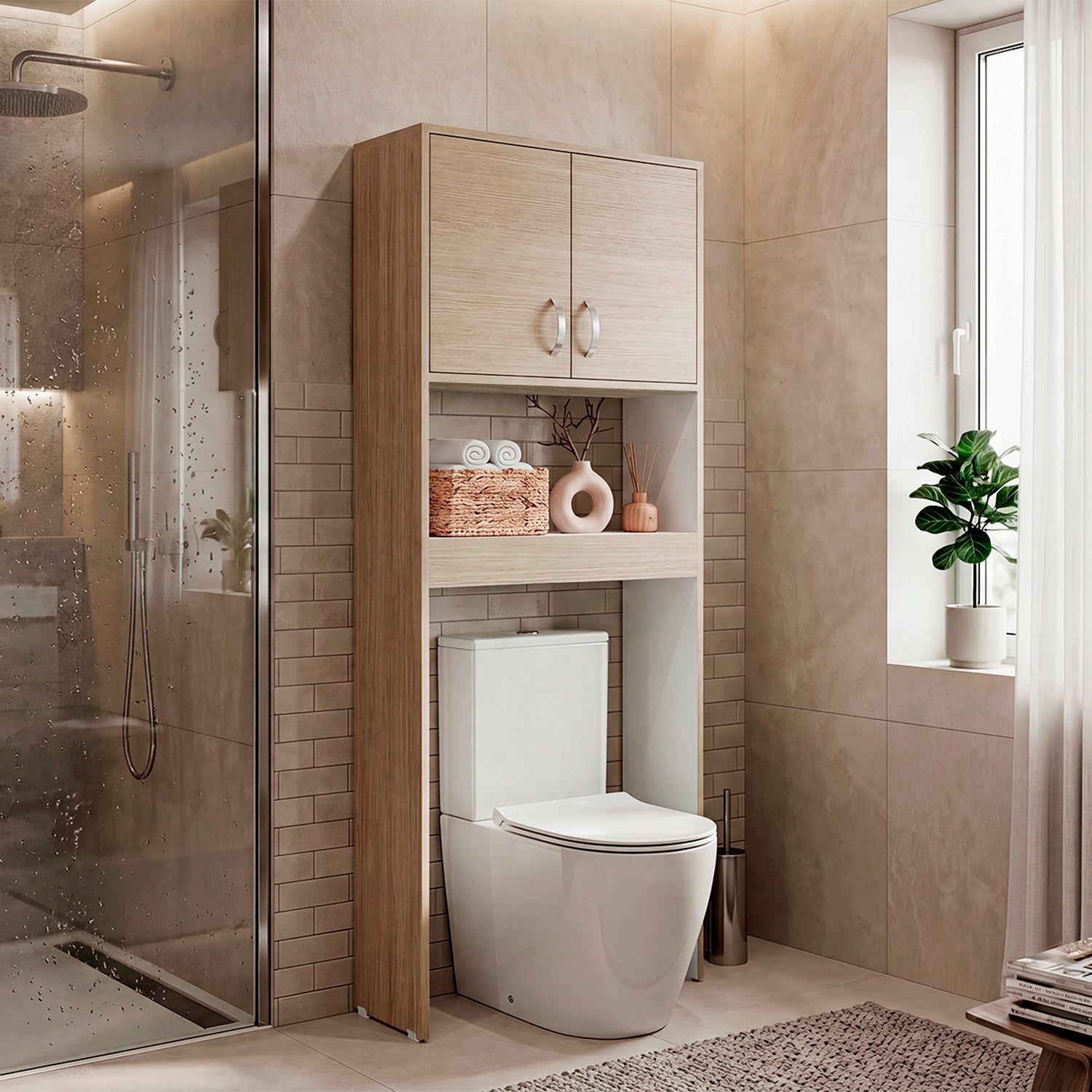 Ahorrador de Espacio para Baño Bath Cartagena y Blanco 63.1x160cm con Dos Entrepaños