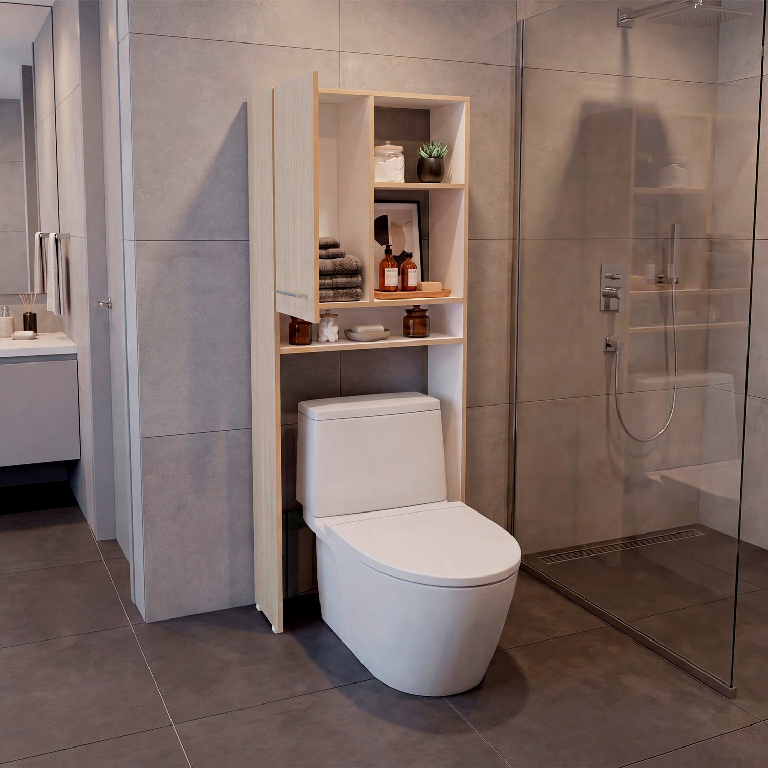Ahorrador de Espacio para Baño Bath Cartagena y Blanco 63.1x160.8cm con Un Entrepaño
