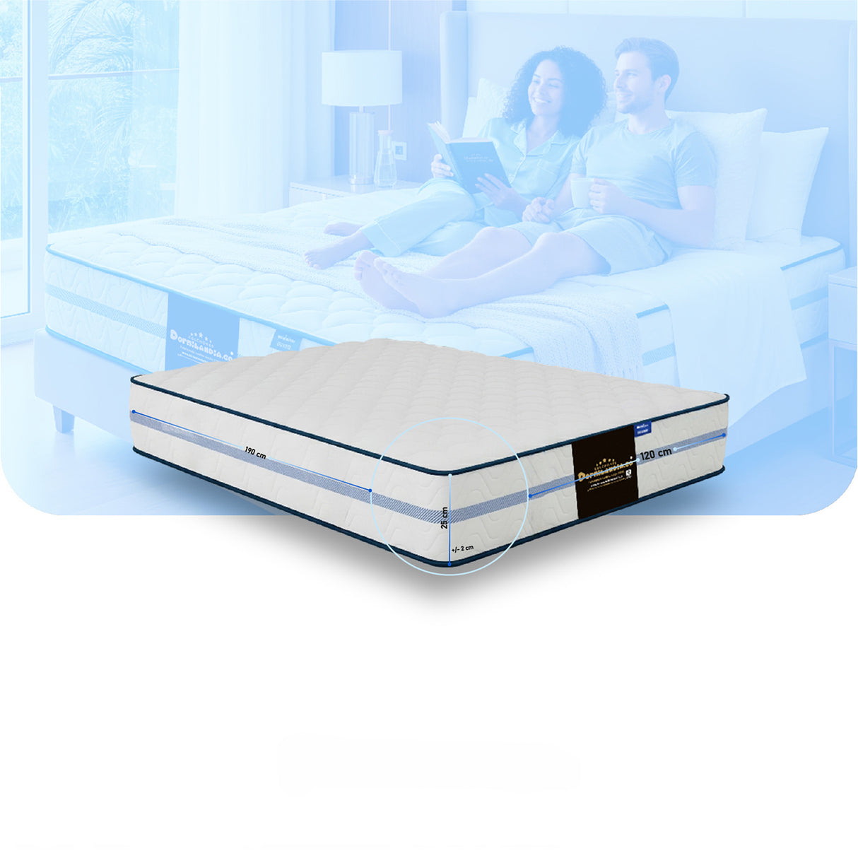 Colchón Enrollado Caribe Blanco Semidoble 120 X 190 Cm Firmeza Suave Doble Faz