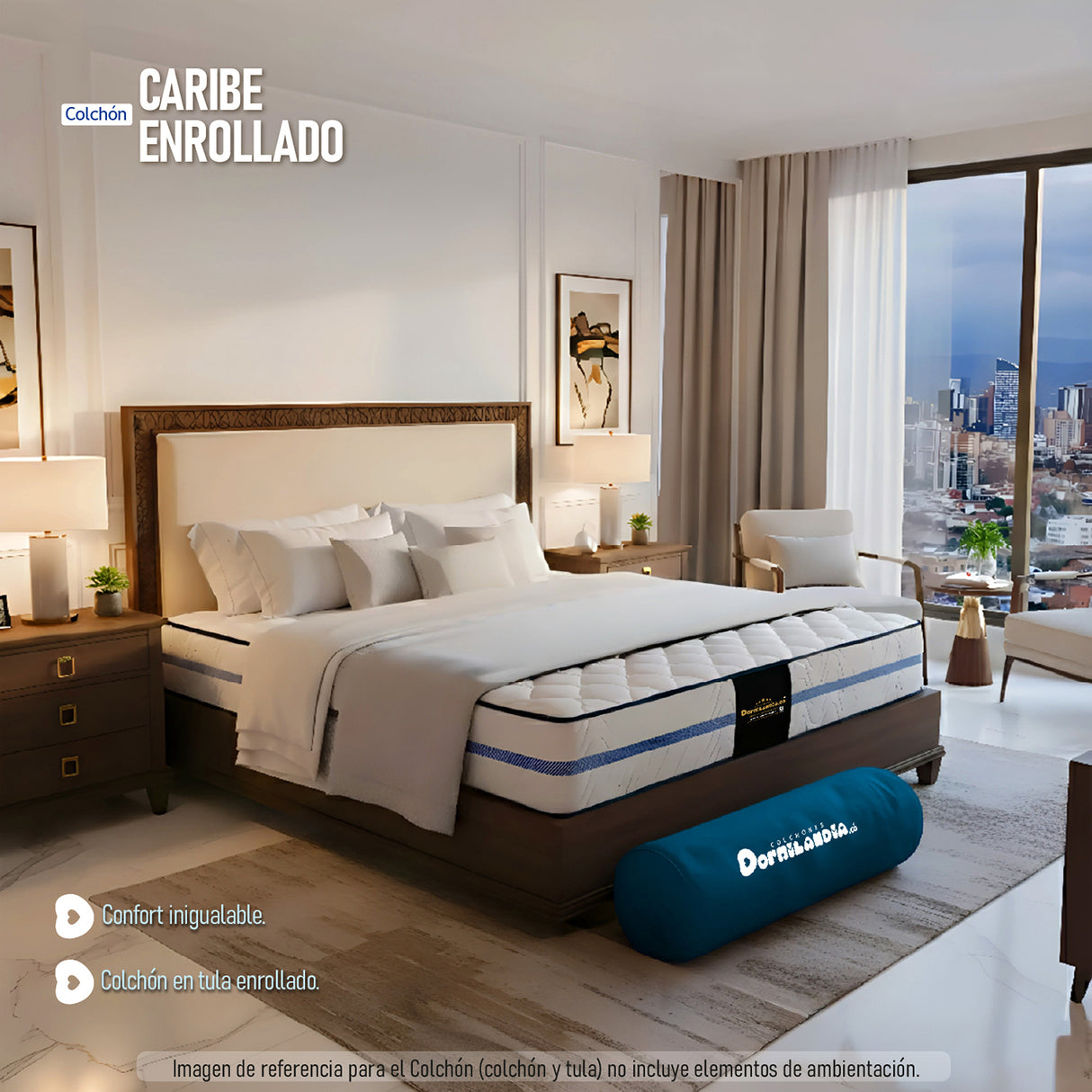 Colchón Enrollado Caribe Blanco Doble 140 X 190 Cm Firmeza Suave Doble Faz