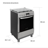 Estufa Challenger Kitchen Gourmet Gris 60x93cm para Gas Propano con Cuatro Quemadores y Un Horno Rosticero Grill