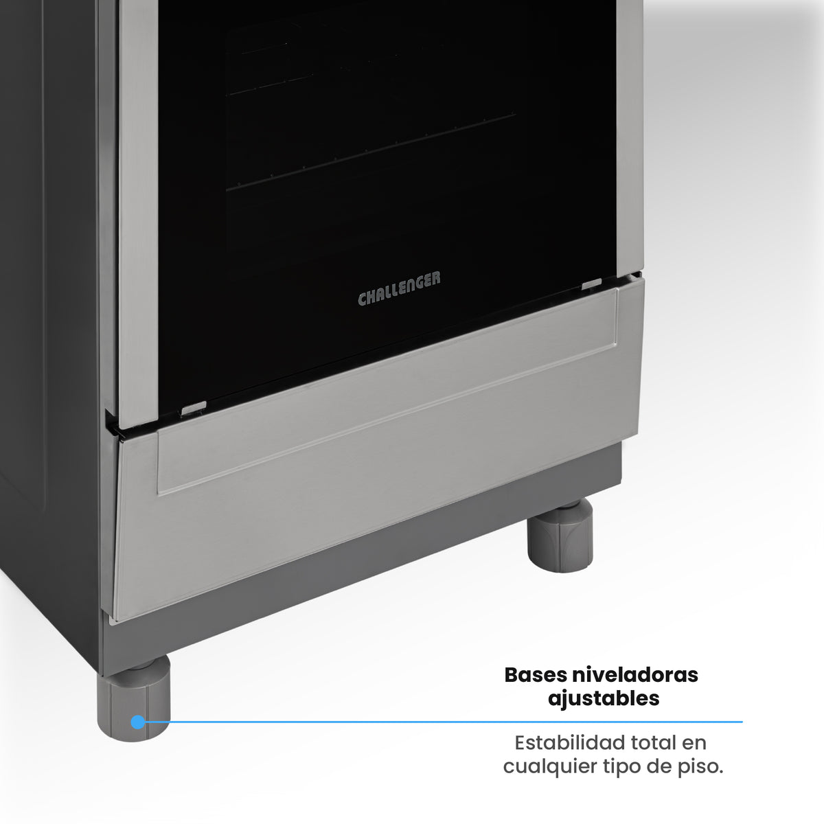 Estufa Challenger Kitchen Gourmet Gris 60x93cm para Gas Natural con Cuatro Quemadores y Un Horno Rosticero Grill