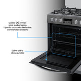 Estufa Challenger Kitchen Gourmet Gris 60x93cm para Gas Natural con Cuatro Quemadores y Un Horno Rosticero Grill