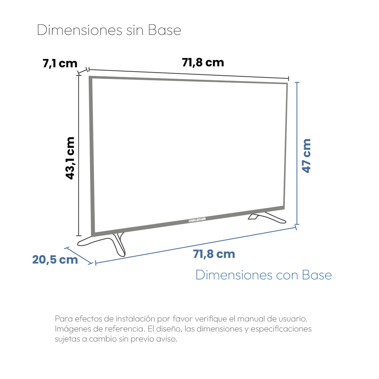 Televisor Smart Challenger Roku Negro 71.8x43.1cm de 32" Pulgadas HD con Wifi Integrado y con Bluetooth