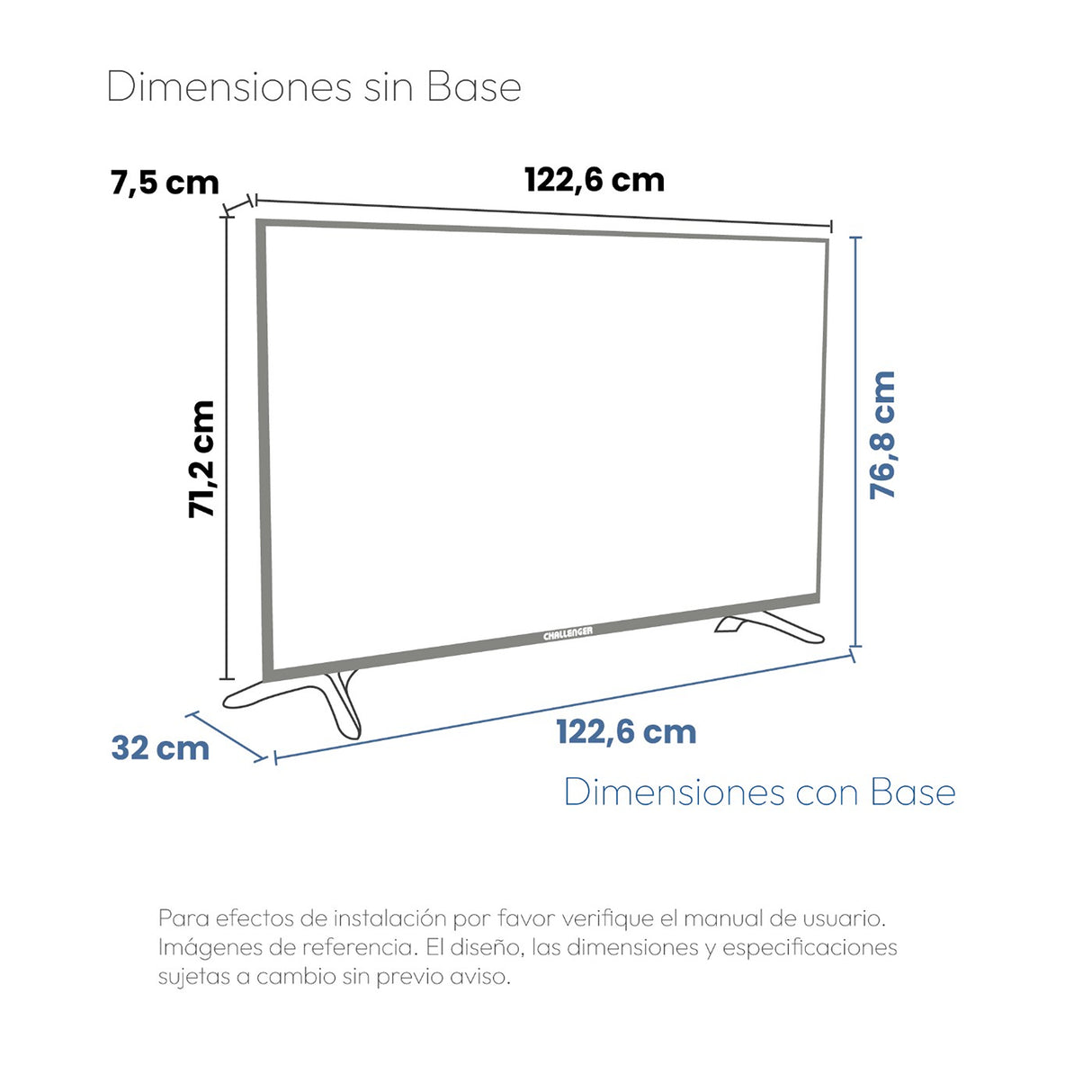 Televisor Smart Challenger Google Tv Negro 122.6x71.2cm de 55" Pulgadas 4K con Wifi Integrado y con Bluetooth