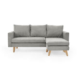Sofá Barbados Plata Dorsey y Matiz Natural 190x85cm de Tres Puestos sin Apoya Brazos