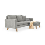 Sofá Barbados Plata Dorsey y Matiz Natural 190x85cm de Tres Puestos sin Apoya Brazos