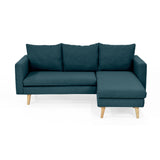 Sofá Barbados Azul Duster y Matiz Natural 190x85cm de Tres Puestos sin Apoya Brazos