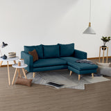 Sofá Barbados Azul Duster y Matiz Natural 190x85cm de Tres Puestos sin Apoya Brazos