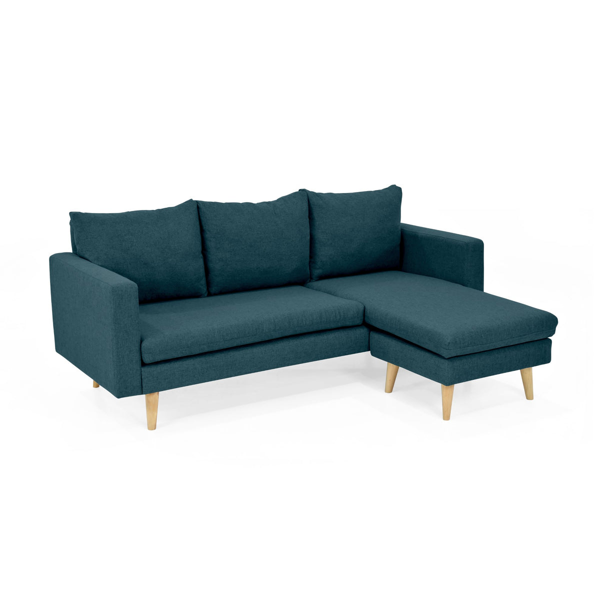 Sofá Barbados Azul Duster y Matiz Natural 190x85cm de Tres Puestos sin Apoya Brazos