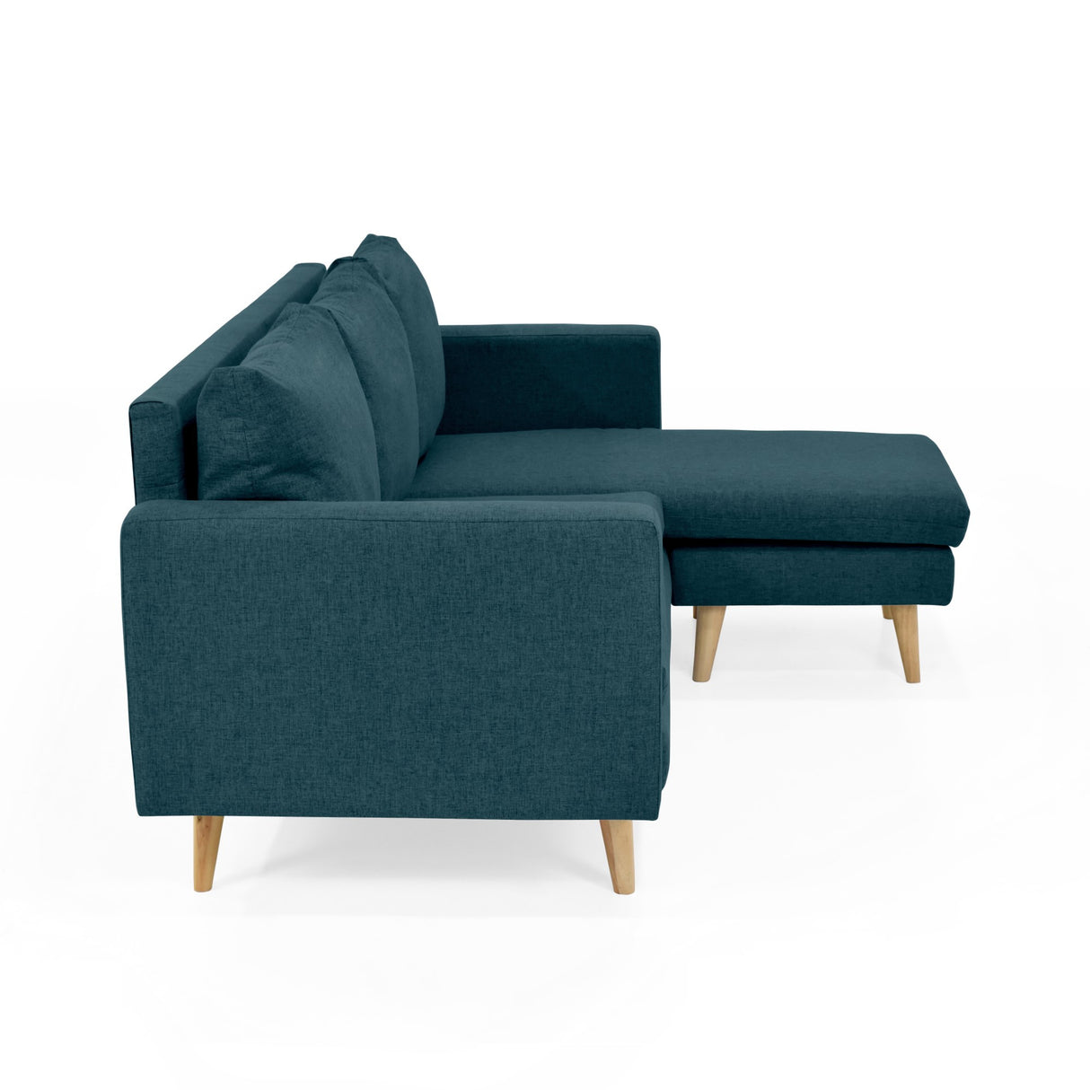Sofá Barbados Azul Duster y Matiz Natural 190x85cm de Tres Puestos sin Apoya Brazos