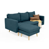 Sofá Barbados Azul Duster y Matiz Natural 190x85cm de Tres Puestos sin Apoya Brazos