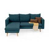 Sofá Barbados Azul Duster y Matiz Natural 190x85cm de Tres Puestos sin Apoya Brazos