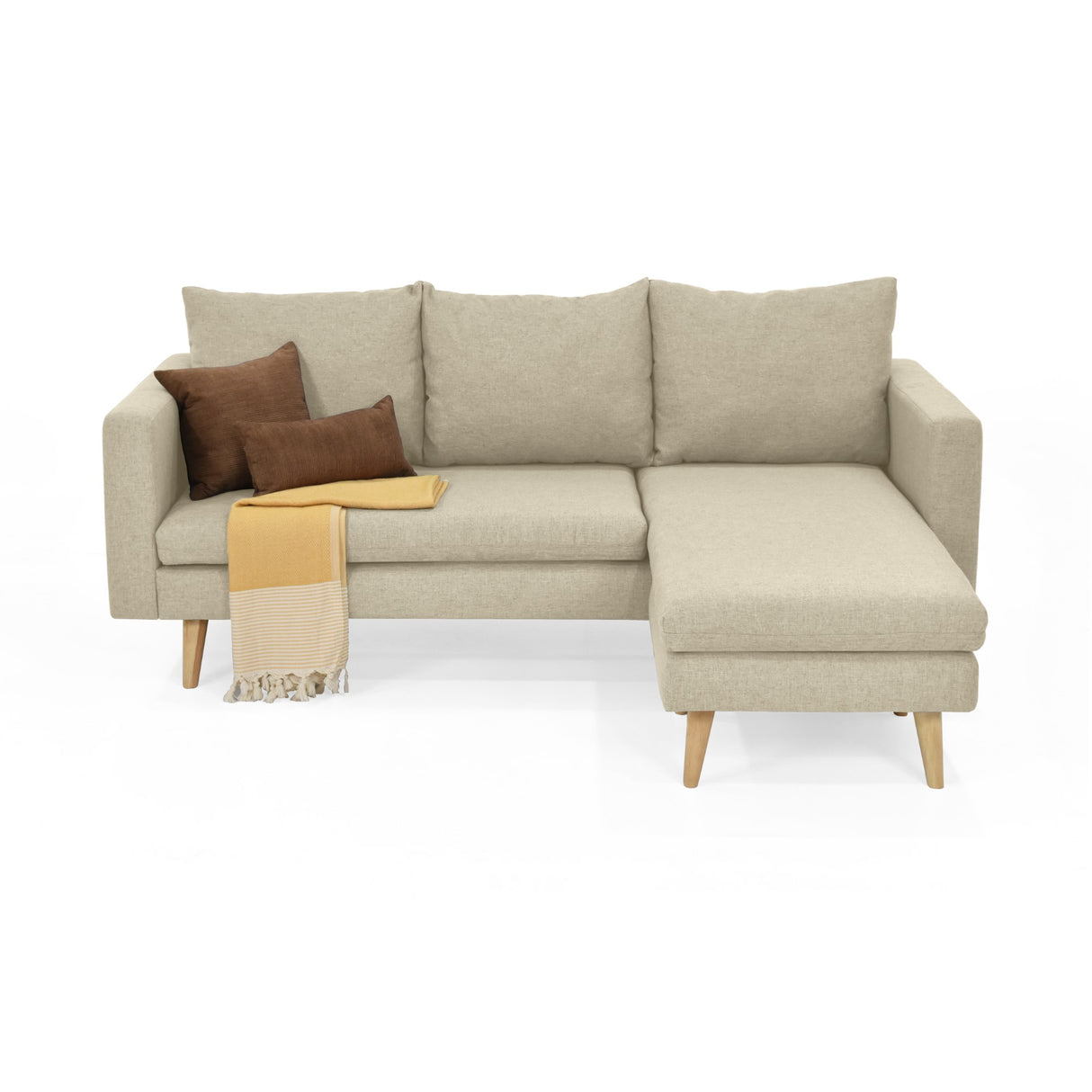 Sofá Barbados Beige Duster y Matiz Natural 190x85cm de Tres Puestos sin Apoya Brazos