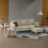 Sofá Barbados Beige Duster y Matiz Natural 190x85cm de Tres Puestos sin Apoya Brazos