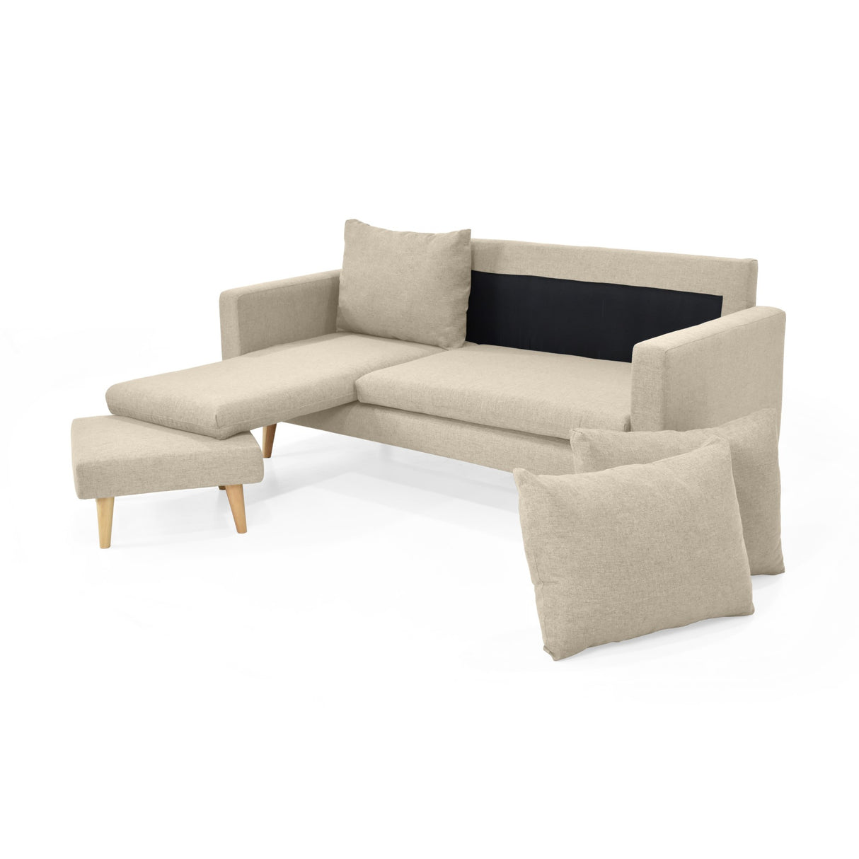Sofá Barbados Beige Duster y Matiz Natural 190x85cm de Tres Puestos sin Apoya Brazos